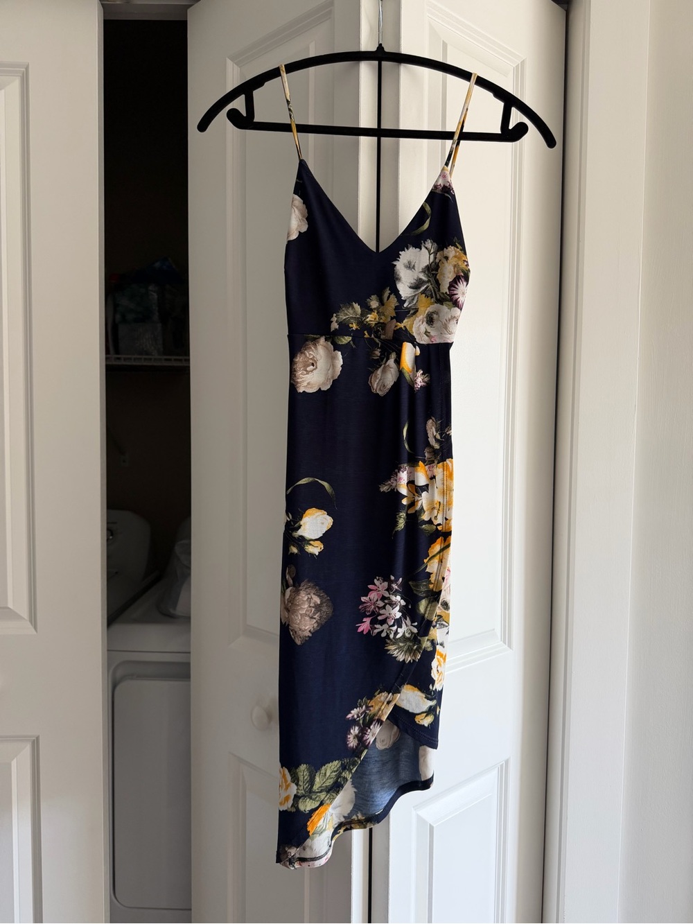 Windsor Navy Floral Asymmetrical Slip Dress